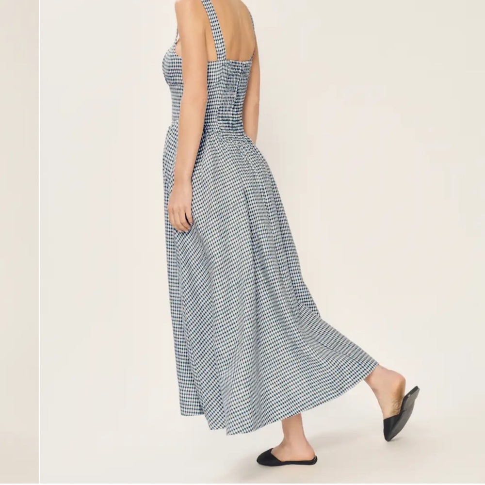 Reformation Balia Linen Blue and White Gingham Maxi Dress - Picture 3 of 8